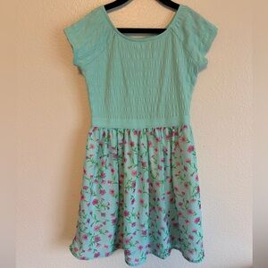 Place Aqua and Pink Floral Kids Dress